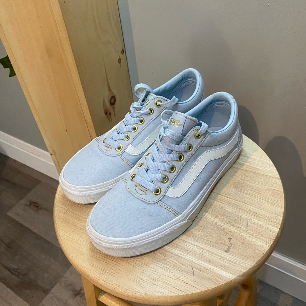 Vans Old Skool baby blue and gold